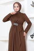 درابيلي الحجر المطرزة فستان سهرة 5020سل 890 القهوة - Thumbnail