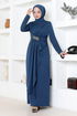 Drapeli The Stone Embroidered Evening dress 5020SL890 Indigo - Thumbnail