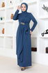 Drapeli The Stone Embroidered Evening dress 5020SL890 Indigo - Thumbnail