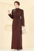 الفستان بني 0846LVA1173-MS - Thumbnail