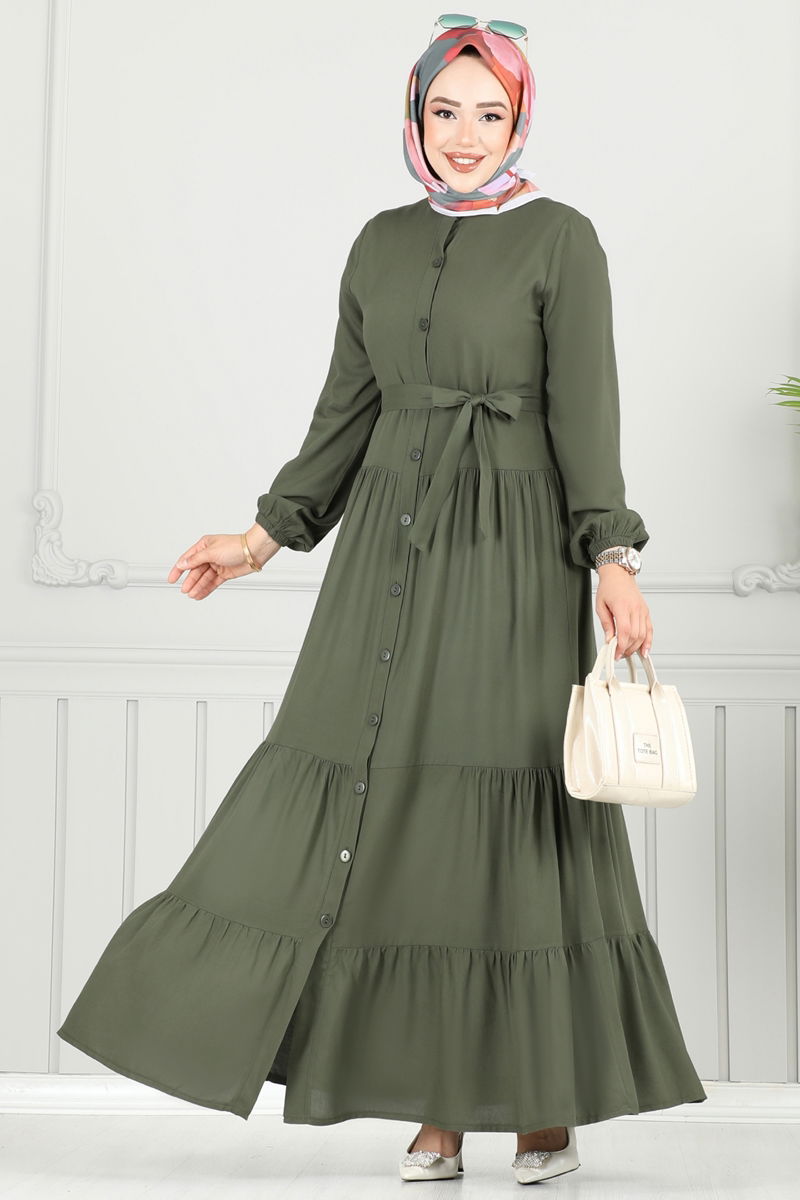 الفستان اخضر عفني 1124BG354-MS