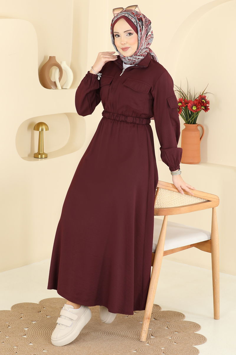Dress 15900OLA1188-MS Burgundy
