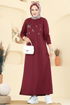 Dress 201OZN1046-MS Burgundy - Thumbnail