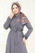 الفستان رمادي غامق 2065PM271-MS - Thumbnail