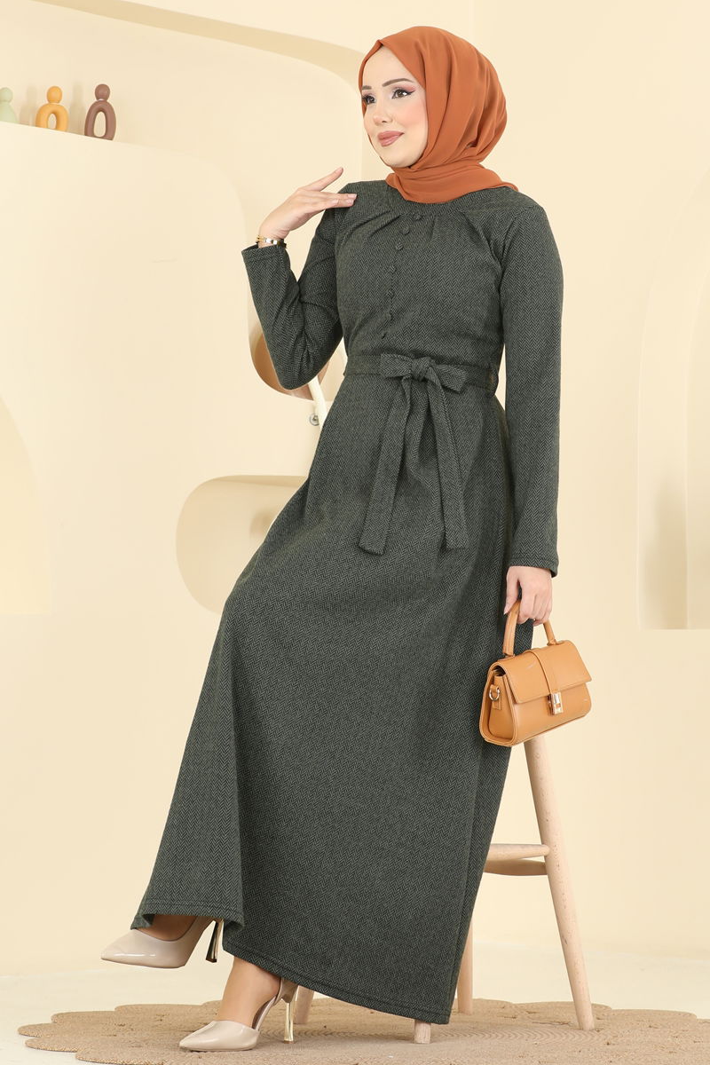 Dress 24016UKB139-MS Khaki