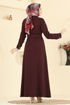 Dress 24023UKB139-MS Burgundy - Thumbnail