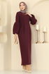 Dress 24085UKBK1160-MS Burgundy - Thumbnail