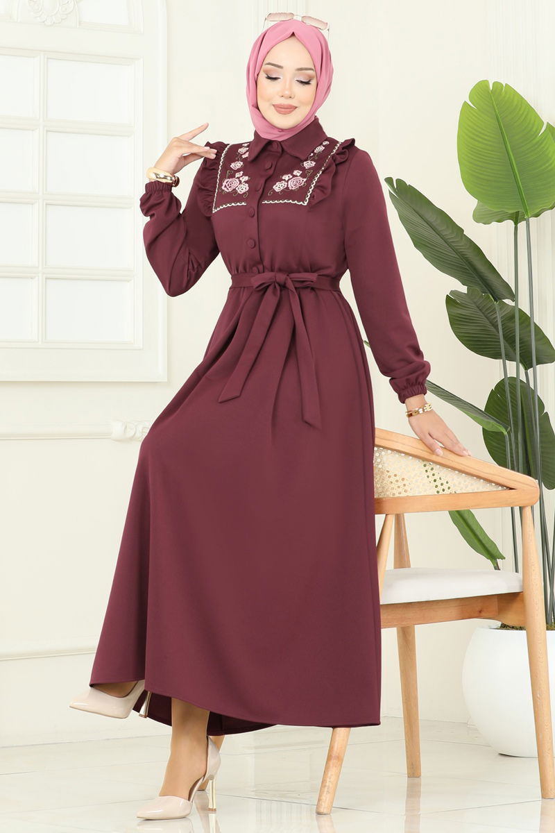 الفستان خمري 2725SL432-MS