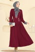 Dress 2774SL432-MS Anthracite & Burgundy - Thumbnail