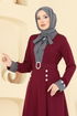 Dress 2774SL432-MS Anthracite & Burgundy - Thumbnail