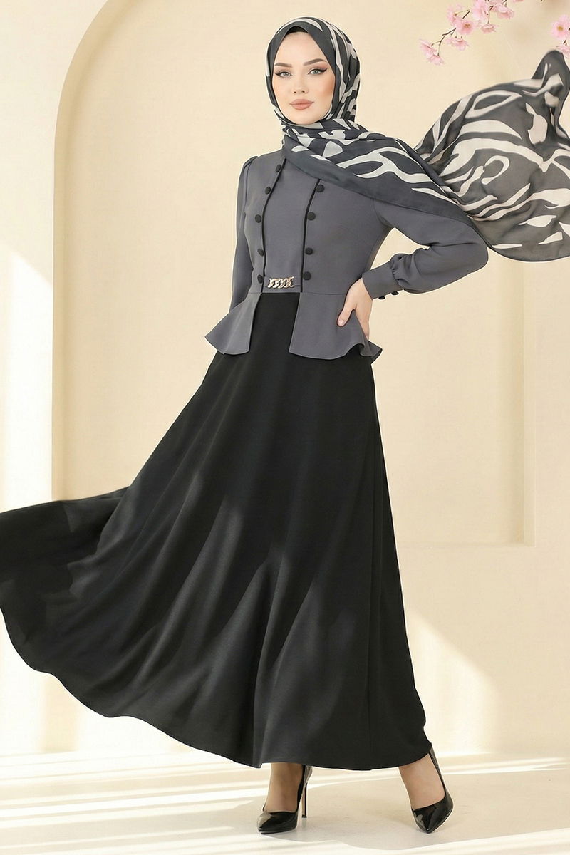 الفستان رمادي غامق 2810SL432-MS