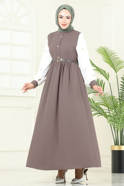 A.S.N. - الفستان بيج غامق 286ASN888-MS - 380649