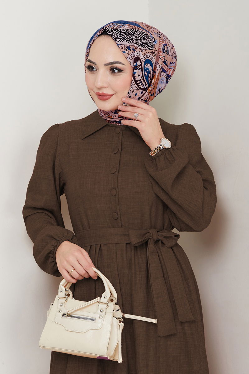 الفستان بني 3025HBS856-MS