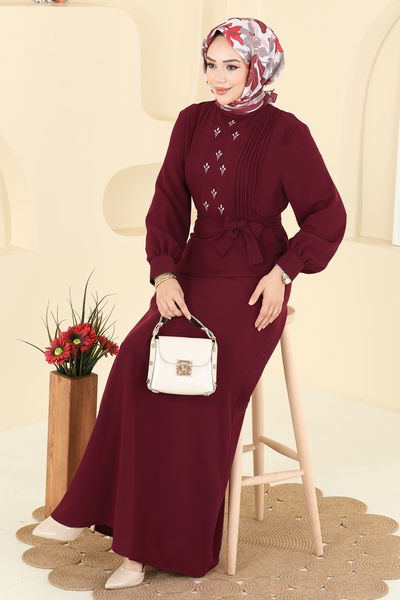 A.S.N. - Dress 309ASN888-MS Burgundy - 411741