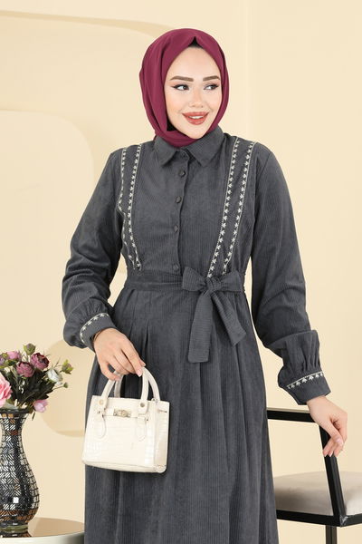 A.S.N. - الفستان رمادي غامق 313ASN888-MS - 416043