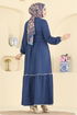 Dress 3253HBS856-MS Light Navy Blue - Thumbnail