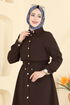 الفستان بني غامق 3327BLU797-MS - Thumbnail