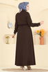 الفستان بني غامق 3327BLU797-MS - Thumbnail