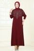 Dress 3402UZ662-MS Burgundy - Thumbnail