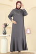 الفستان رمادي غامق 3440UZ662-MS - Thumbnail
