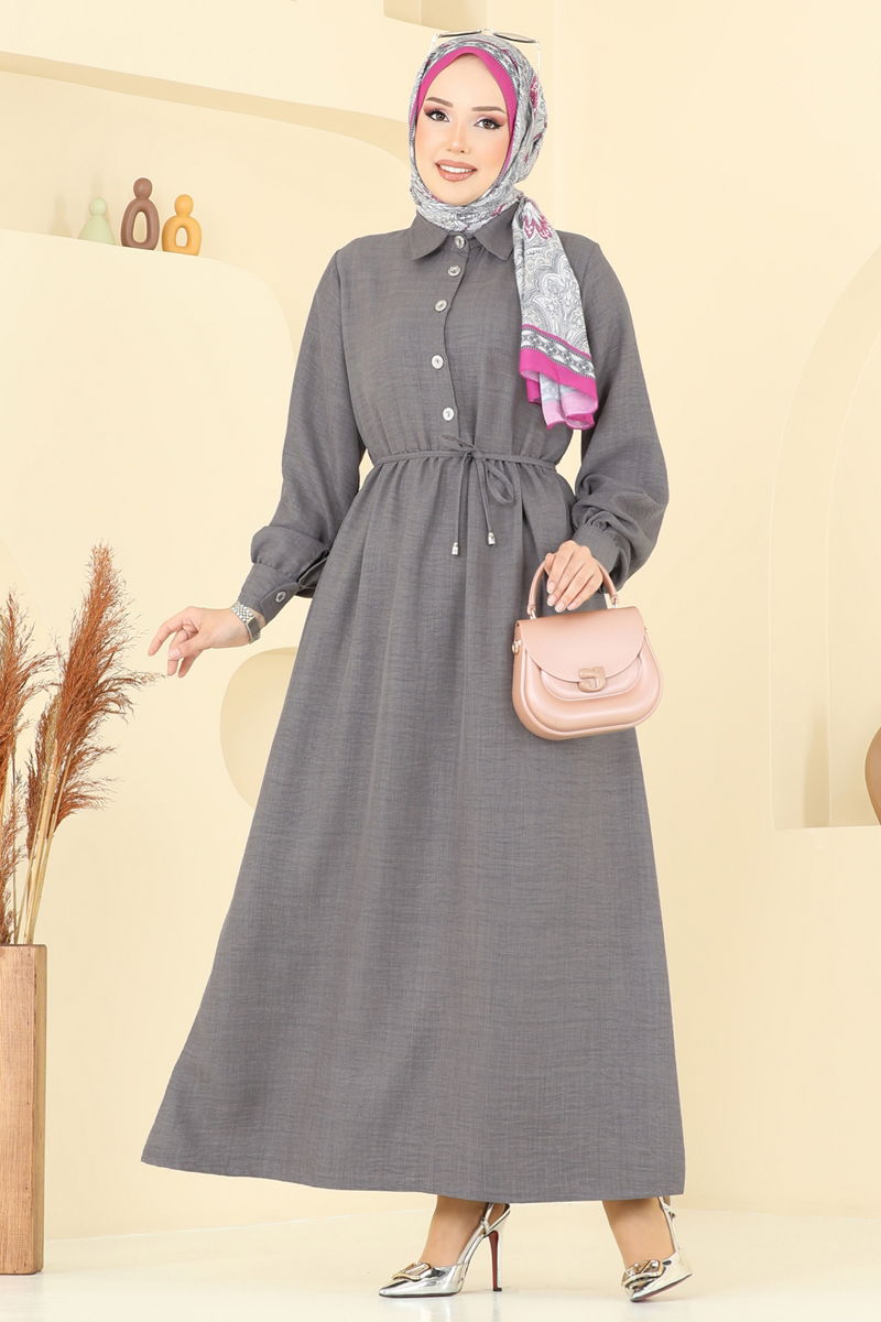 الفستان رمادي غامق 381DVL817-MS