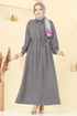 الفستان رمادي غامق 381DVL817-MS - Thumbnail