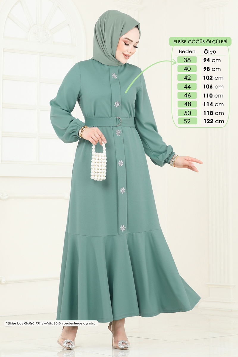 الفستان أخضر باهت 396DVL817-MS