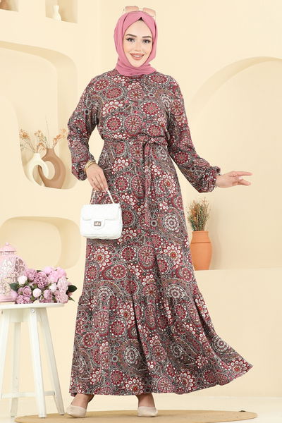 P.R.M. - Dress 4128PM271-MS Pattern 1 Burgundy - 397109