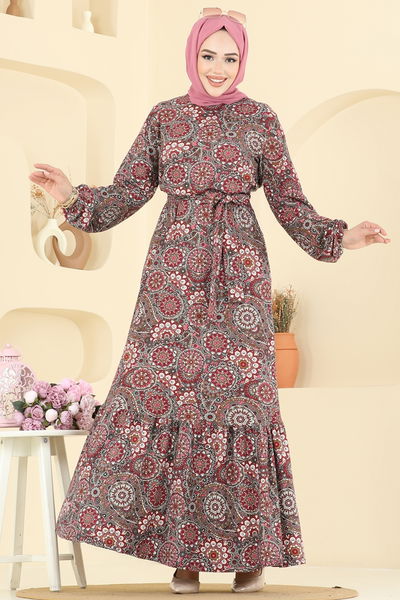P.R.M. - Dress 4128PM271-MS Pattern 1 Burgundy - 397110