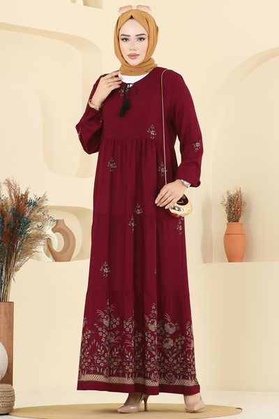 E.R.K. - Dress 5012ERK1158-MS Burgundy - 393595