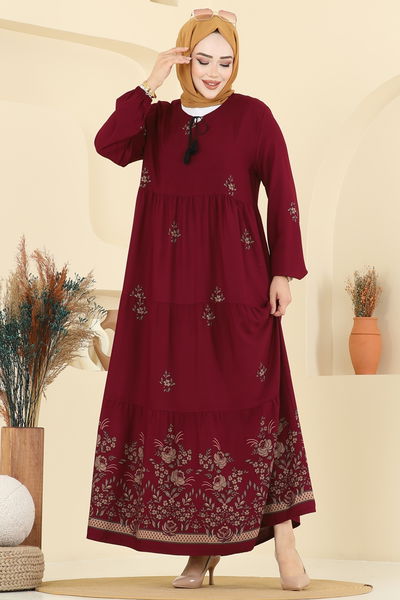 E.R.K. - Dress 5012ERK1158-MS Burgundy - 393596