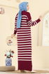 Dress 502OZN1046-MS Burgundy - Thumbnail