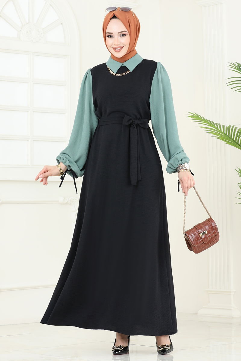 Dress 555S324-MS Black&Mint
