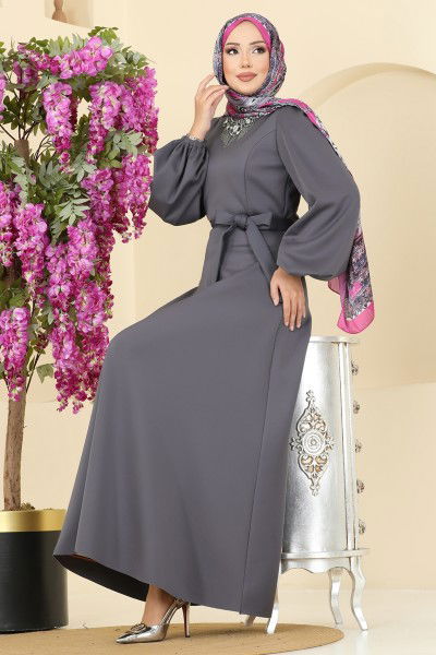 E.D.F. - الفستان رمادي غامق 5565EDF311-MS