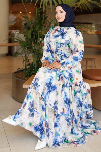 B.R.Z.K. - Dress 565BRZK1151-MS Pattern2 Navy Blue