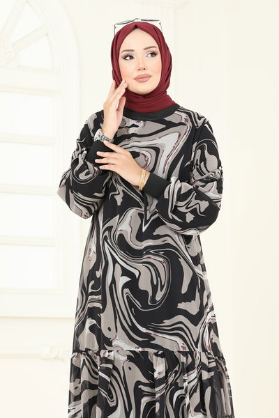 U.Z. - الفستان باترن2 فيجن آند بلاك 6071UZ662-MS - 373158