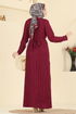 Dress 7001OZN1046-MS Burgundy - Thumbnail