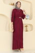 Dress 7001OZN1046-MS Burgundy - Thumbnail
