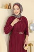 Dress 7001OZN1046-MS Burgundy - Thumbnail