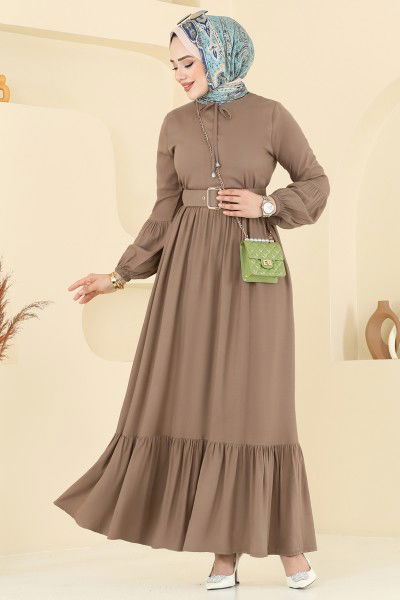 B.G.S. - الفستان بيج غامق 7123BG354-MS