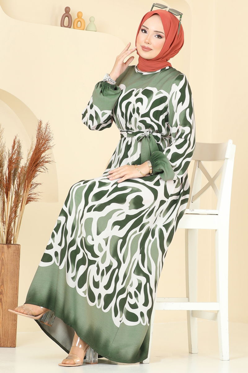 الفستان اخضر عفني 7127BG354-MS