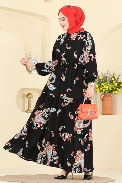 E.R.K. - Dress 7155ERK1158-MS Aqua Green & Black - 428296