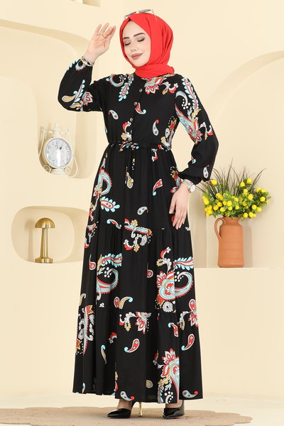 E.R.K. - Dress 7155ERK1158-MS Aqua Green & Black - 428297