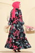 Dress 7156ERK1158-MS Fuchsia & Black - Thumbnail