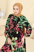 Dress 7156ERK1158-MS Green & Black - Thumbnail