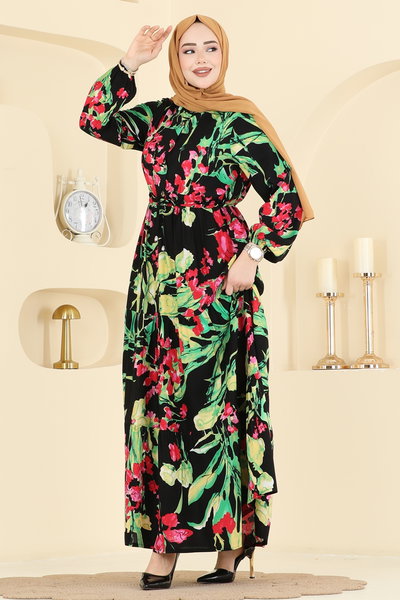 E.R.K. - Dress 7156ERK1158-MS Green & Black - 428273