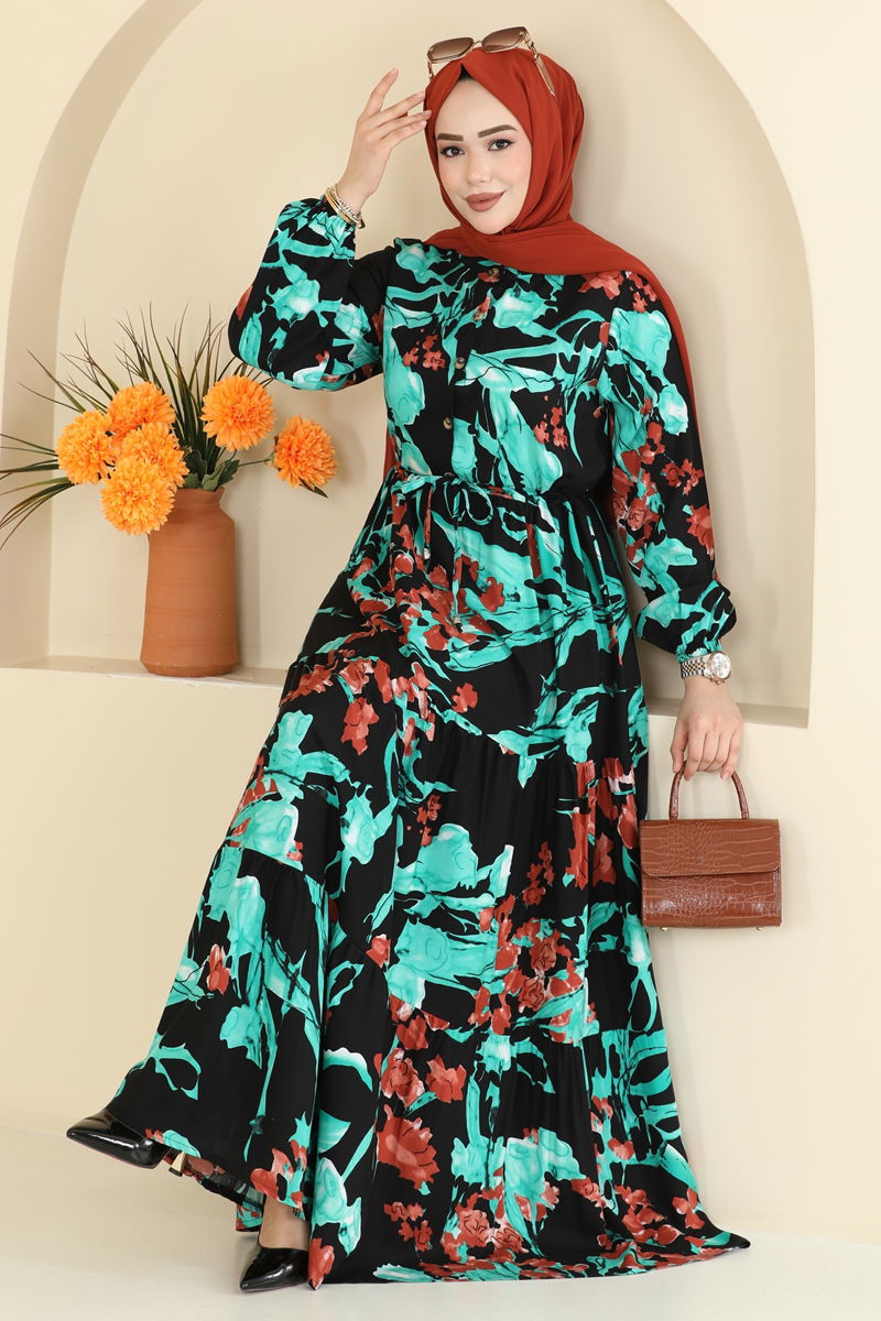 Dress 7156ERK1158-MS Turquoise & Black