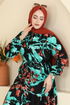 Dress 7156ERK1158-MS Turquoise & Black - Thumbnail