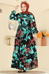 Dress 7156ERK1158-MS Turquoise & Black - Thumbnail