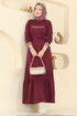 Dress 715PM271-MS Burgundy - Thumbnail